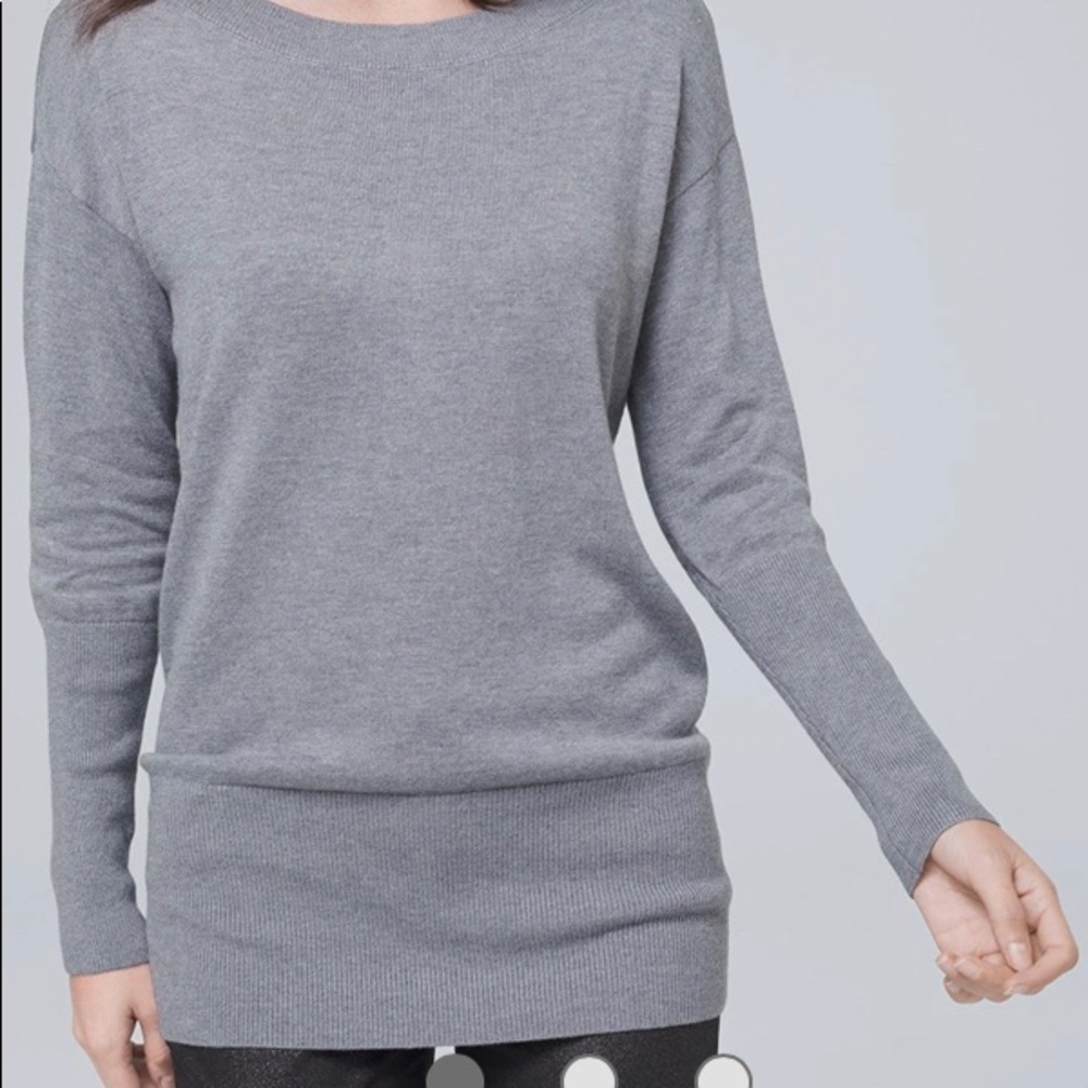 White House Black Market Ribbed long Sleeve Tunic Sweater. Sz  XS Dark Grey